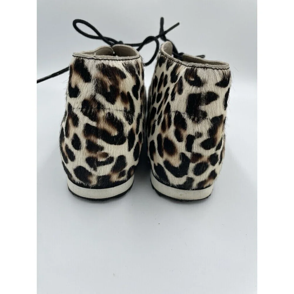 BODEN Booties Ashbourne Leopard Print Calf Hair Size 8 EU 38